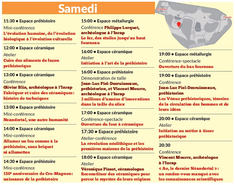 Liste des événements du samedi